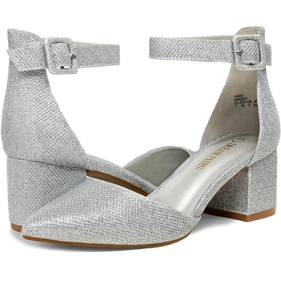 DREAM PAIRS ANNEE Heels Pumps Rhinestone Closed Toe Block Chunky Shoes 9 - Picture 4 of 12